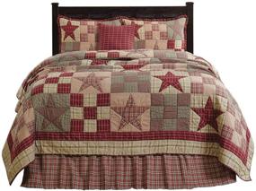 img 4 attached to 🌟 Rustic Charm Red Queen Quilt Set with Star Patch - 5 Piece Collection by The BitLoom Co.