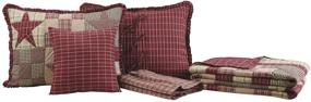 img 3 attached to 🌟 Rustic Charm Red Queen Quilt Set with Star Patch - 5 Piece Collection by The BitLoom Co.