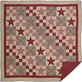 img 2 attached to 🌟 Rustic Charm Red Queen Quilt Set with Star Patch - 5 Piece Collection by The BitLoom Co.