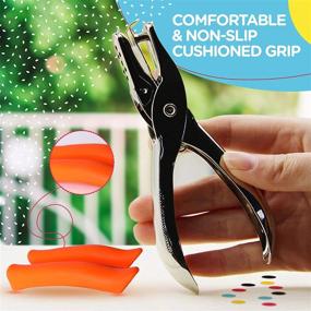 img 2 attached to 🔨 Emraw Premium Single Hole Paper Punch: Cushion Grip, Heavy Duty Hand Tool for Greeting Cards, Scrapbook, Craft Paper - Assorted Colors (1PK)