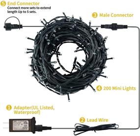 img 2 attached to 🎄 Christmas String Lights 66FT: 200 LED Twinkle Fairy Lights with 11 Light Modes - Perfect for Christmas Trees, Garland, Wreaths, Weddings, and Holiday Decorations - Warm White to Multicolor - Indoor and Outdoor