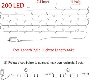 img 1 attached to 🎄 Christmas String Lights 66FT: 200 LED Twinkle Fairy Lights with 11 Light Modes - Perfect for Christmas Trees, Garland, Wreaths, Weddings, and Holiday Decorations - Warm White to Multicolor - Indoor and Outdoor