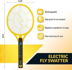 img 3 attached to 🦟 Tregini Large Electric Fly Swatter 2 Pack – Rechargeable Bug Zapper Tennis Racket: Kills Insects, Gnats, Mosquitoes, and Bugs (Safe to Touch Mesh Net & Built-in Flashlight)