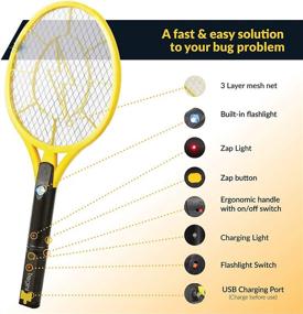 img 2 attached to 🦟 Tregini Large Electric Fly Swatter 2 Pack – Rechargeable Bug Zapper Tennis Racket: Kills Insects, Gnats, Mosquitoes, and Bugs (Safe to Touch Mesh Net & Built-in Flashlight)