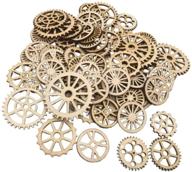 happyyami 50pcs wooden gear wheels: unique diy art crafts and decorative gift tags with mixed style wooden slices and cutouts logo