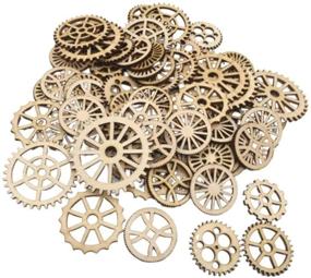 img 4 attached to Happyyami 50pcs Wooden Gear Wheels: Unique DIY Art Crafts and Decorative Gift Tags with Mixed Style Wooden Slices and Cutouts