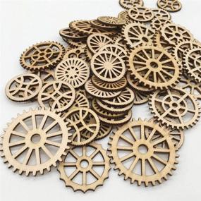 img 1 attached to Happyyami 50pcs Wooden Gear Wheels: Unique DIY Art Crafts and Decorative Gift Tags with Mixed Style Wooden Slices and Cutouts