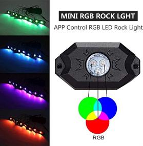 img 1 attached to 🚗 Усилите ваш автомобиль с помощью комплекта последних RGB LED-подсветок в виде светильников Rock: подсветка из нижней части салона с неоновой LED-подсветкой с Bluetooth-управлением, управлением через приложение, функцией таймера, режимом музыки - идеально подходит для автомобиля, джипа, грузовика, внедорожного автомобиля, автомобиля по типу ATV или лодки - 6 подсветок.