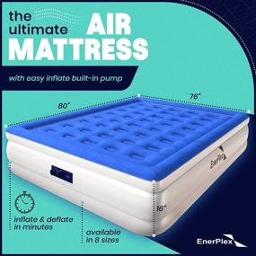 img 2 attached to 🏕️ EnerPlex Queen Air Mattress for Camping, Home & Travel - 16 Inch Double Height Inflatable Bed with Dual Built-in Pump - Durable, Adjustable Blow Up Mattress - Easy to Inflate/Quick Set Up