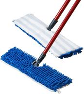 🧹 houseables flip mop refills, replacement pads, pack of 3, white/blue, dual-action microfiber head floor mops, dry/wet, machine washable, double-sided velcro flat sponge, all surface cleaning logo