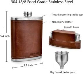 img 2 attached to 🍾 GENNISSY 304 18/8 Stainless Steel 8oz Flask - Brown Leather with 3 Cups and Funnel, 100% Leakproof - Enhanced SEO