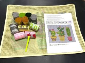 img 1 attached to 🌵 DIY Carpet Embroidery Latch Hook Kit - Tapestry and Rug Needlework Set with Button Package, Point Rug Cactus Design