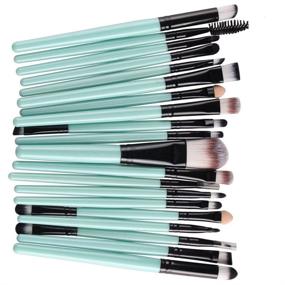 img 3 attached to Enhance Your Makeup Skills with KOLIGHT 20 Pc Pro Makeup Set - Powder Foundation Eyeshadow Eyeliner Lip Brushes in Black+Green