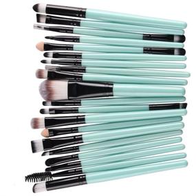 img 2 attached to Enhance Your Makeup Skills with KOLIGHT 20 Pc Pro Makeup Set - Powder Foundation Eyeshadow Eyeliner Lip Brushes in Black+Green