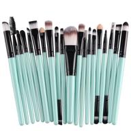 enhance your makeup skills with kolight 20 pc pro makeup set - powder foundation eyeshadow eyeliner lip brushes in black+green logo