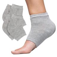 moisturizing heel socks - 2 pairs, gel lined, toeless spa socks for treating & healing dry, cracked heels during sleep - men's large size 12+ (gray) logo