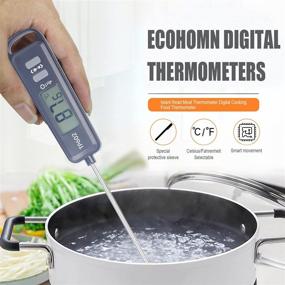 img 1 attached to ECOHOMN Instant Read Digital Food Thermometer with Backlight - IPX6 Waterproof for Grilling, BBQ, Smoking, Oven Baking, Turkey, and Oil - Kitchen Cooking Accessory (Black)