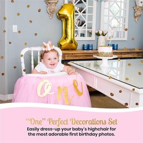 img 3 attached to 🎉 1st Birthday Girl High Chair Decoration Set - Pink and Gold First Birthday Decorations, Including High Chair Tutu Skirt, No.1 Birthday Girl Crown, Large 1 Balloon, First Birthday Banner, and ONE Cake Topper