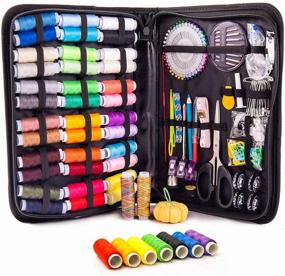 img 4 attached to 🧵 XL Color Threads Sewing Kit for Adults - Easy-to-Use Supplies, Complete Needle & Thread Set for Home & On-The-Go Fixes, Beginner's Emergency Sewing Kit for Repairs