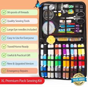 img 3 attached to 🧵 XL Color Threads Sewing Kit for Adults - Easy-to-Use Supplies, Complete Needle & Thread Set for Home & On-The-Go Fixes, Beginner's Emergency Sewing Kit for Repairs