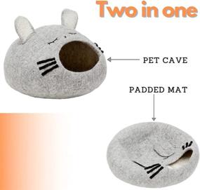 img 1 attached to 🐭 KOTE Pet Cave: Enclosed Bed for Cats and Dogs, Hideaway for Cats, Pod-shaped Kitten Bed, Gray Mouse Design