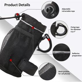 img 3 attached to Bike Water Bottle Holder - Bike Cup Holder with Insulation and Mesh Pockets - Universal Handlebar Bike Drink Holder for 32oz/1L Bottles (2-Pack)