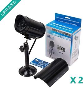 img 3 attached to 📷 WALI TC-B2 Bullet Dummy Fake Surveillance Security CCTV Dome Camera - Indoor/Outdoor with LED Light & Alert Sticker Decals - 2 Pack, Black