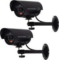 📷 wali tc-b2 bullet dummy fake surveillance security cctv dome camera - indoor/outdoor with led light & alert sticker decals - 2 pack, black logo