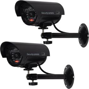 img 4 attached to 📷 WALI TC-B2 Bullet Dummy Fake Surveillance Security CCTV Dome Camera - Indoor/Outdoor with LED Light & Alert Sticker Decals - 2 Pack, Black