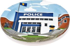 img 3 attached to 👮 Police Party Supplies Tableware Set - 24x 9" Paper Plates, 24x 7" Plates, 24x 9 Oz Cups, 50x Lunch Napkins - Policeman Cop Rescue Department Officer Patrol Vehicle Car Theme - Disposable Birthday Dinnerware Decor