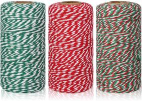 img 4 attached to 🎄 Maosifang Christmas Cotton Rope Cord String - 984 Feet, 2mm Bakers Candy Rope Ribbon Twine for Gift Wrapping, Arts Crafts & Party Decorations - 3 Rolls