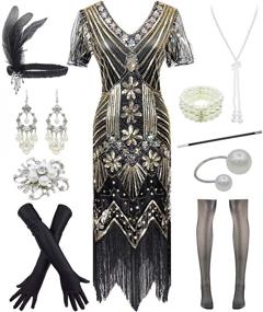 img 4 attached to 💃 Retro Glamour with Gatsby Vintage Sequin Flapper Accessories: The Perfect Finishing Touch for Women's Clothing