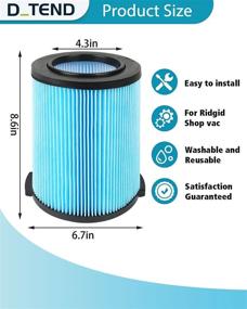 img 3 attached to D-TEND VF5000 Pleated Paper Filter Replacement: Compatible with Ridgid Shop Vac Wet/Dry Vacuums, 2 PACK -Ensures Efficient Cleaning for 5-20 Gallon Models WD1450, WD0970, WD1270, WD09700, WD06700, WD1680, WD1851, RV2400A