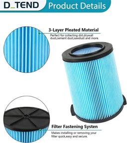 img 2 attached to D-TEND VF5000 Pleated Paper Filter Replacement: Compatible with Ridgid Shop Vac Wet/Dry Vacuums, 2 PACK -Ensures Efficient Cleaning for 5-20 Gallon Models WD1450, WD0970, WD1270, WD09700, WD06700, WD1680, WD1851, RV2400A