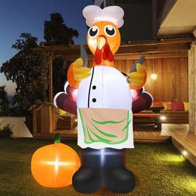 img 3 attached to 🦃 Angela & Alex 8-Foot Thanksgiving Inflatable Decorations - Chef Turkey with LED Lights, Autumn Blow-Up Decor for Thanksgiving & Christmas Indoor Outdoor Garden