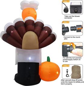 img 1 attached to 🦃 Angela & Alex 8-Foot Thanksgiving Inflatable Decorations - Chef Turkey with LED Lights, Autumn Blow-Up Decor for Thanksgiving & Christmas Indoor Outdoor Garden