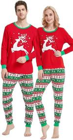 img 2 attached to 🎅 Мужской комплект пижамы с рождественским оленем - Одноцветные пижамы - Одежда