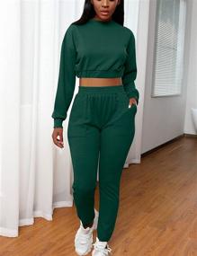 img 2 attached to Mizoci Women's 2 Piece Outfits Workout Tracksuit with Long Sleeve Crop Top and Jogger Pants Set