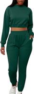 mizoci women's 2 piece outfits workout tracksuit with long sleeve crop top and jogger pants set логотип