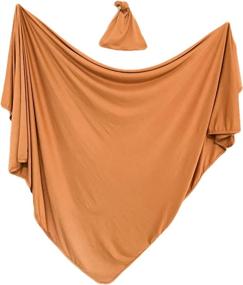 img 4 attached to 👶 Stroller Society Swaddle Blanket and Hat Set in Multiple Colors - Receiving Blanket - Large 47x47 Baby Swaddle Blanket for Girls and Boys - Newborn Swaddle Blanket in Camel