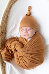 img 2 attached to 👶 Stroller Society Swaddle Blanket and Hat Set in Multiple Colors - Receiving Blanket - Large 47x47 Baby Swaddle Blanket for Girls and Boys - Newborn Swaddle Blanket in Camel