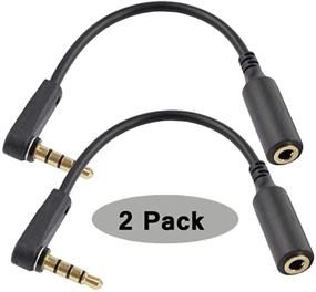 img 1 attached to 🎧 Seadream 2PACK 6 inch 4-Pole Right Angle 3.5mm Male to 3.5mm Female Stereo Audio Cable – Headset Extension Cable Replacement for Beats Dr. Dre Studio iPhone, M to F Audio Cable