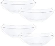 plasticpro 32 oz square serving bowls, disposable party snack or salad bowl, medium size, crystal clear plastic - pack of 4 logo