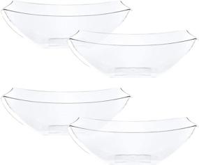 img 4 attached to Plasticpro 32 oz Square Serving Bowls, Disposable Party Snack or Salad Bowl, Medium Size, Crystal Clear Plastic - Pack of 4