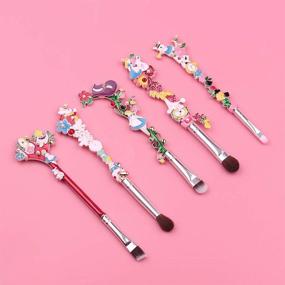 img 3 attached to 🌸 Alice in Wonderland Makeup Brush Set: 5pcs Alice Flower Brushes, Perfect Gift for Teen Girls