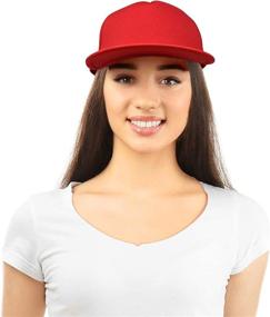 img 1 attached to Stylish Two Toned Snapback: DALIX Flat Billed Trucker Hat with Adjustable Mesh Back - Available in S, M, L