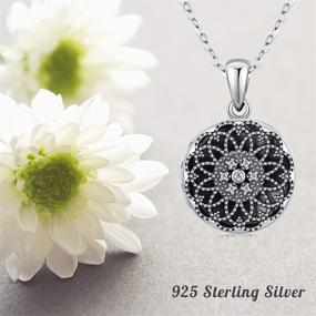 img 1 attached to 🌸 Waysles Engraved Flower Photo Pendant: Round Flower Locket Necklace in S925 Sterling Silver - Perfect Family Jewelry Gifts for Women, Girls, and Teens