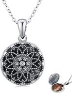 🌸 waysles engraved flower photo pendant: round flower locket necklace in s925 sterling silver - perfect family jewelry gifts for women, girls, and teens logo