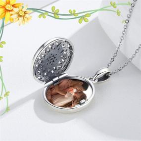 img 3 attached to 🌸 Waysles Engraved Flower Photo Pendant: Round Flower Locket Necklace in S925 Sterling Silver - Perfect Family Jewelry Gifts for Women, Girls, and Teens