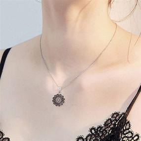 img 2 attached to 🌸 Waysles Engraved Flower Photo Pendant: Round Flower Locket Necklace in S925 Sterling Silver - Perfect Family Jewelry Gifts for Women, Girls, and Teens